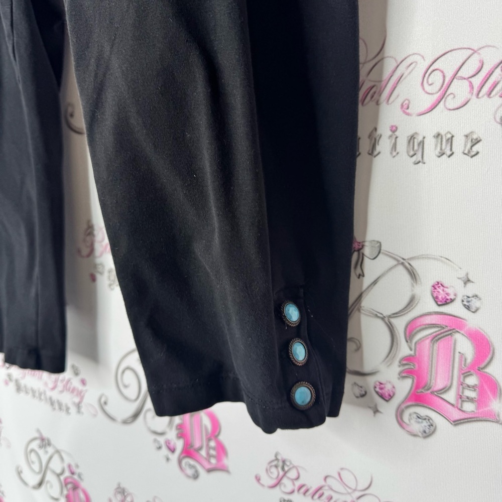 Style & co petite crop capri Black Pants with Elegant Tapered Fit buttons blue - Picture 2 of 6